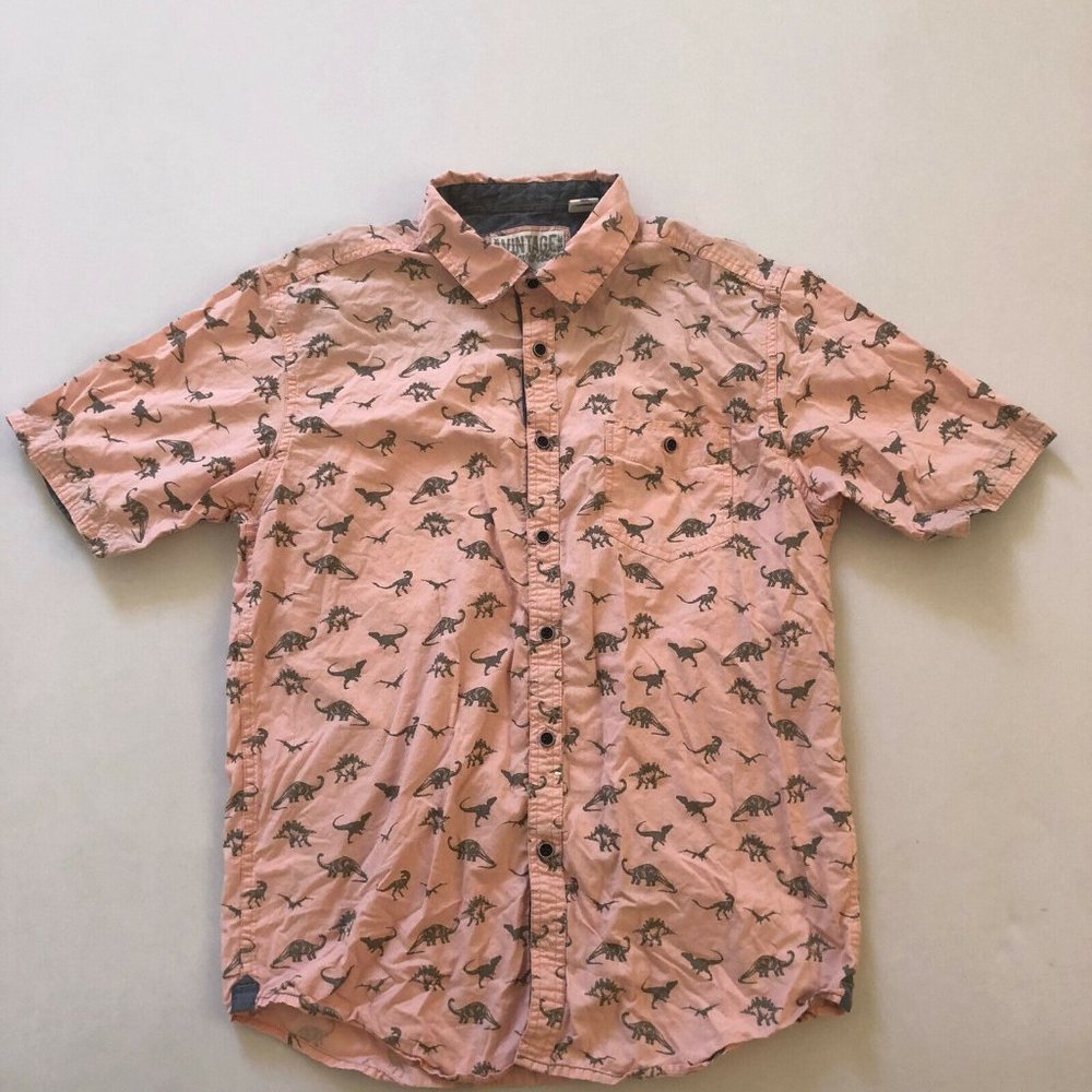 Vintage Revival Men's Pink Dinosaur Print Shirt